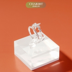 Nhẫn Bạc NCJ60 2 line bông hoa đính đá xinh xắn ChariotJewelry