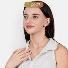 Dây chuyền DCJ64 dải hoa đính đá CZ trắng sáng S925 ChariotJewelry