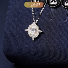 Dây chuyền DCJ71 mặt Oval đính đá CZ lấp lánh bạc 925 ChariotJewelry