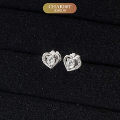 Khuyên tai bạc ECJ21 Trái tim lấp lánh s925 ChariotJewelry