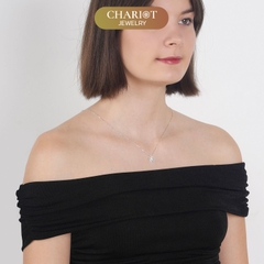 Dây chuyền bạc s925 DCJ204 hình hoa đính đá, ngọt ngào và tinh tế cho phái nữ, ChariotJewelry