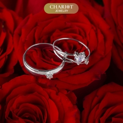 Nhẫn đôi bạc S925 nam nữ NCJ139 Starry Night Heart, nhẫn couple bạc, quà tặng 8-3 ý nghĩa dành tặng bạn gái, ChariotJewelry