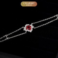 Lắc tay BCJ10 bông hoa đá đỏ quyến rũ Chariot Jewelry