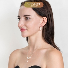 Khuyên tai nữ  ECJ08 ngọc trai nhân tạo, thanh lịch duyên dáng chốt bạc s925 ChariotJewelry