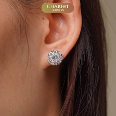 Khuyên tai bạc  ECJ15 bạc 925 đính đá siêu xinh ChariotJewelry