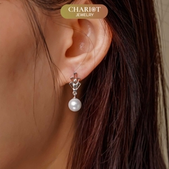 Khuyên tai bạc ECJ31 Dainty Pearl Droplets s925 ChariotJewelry