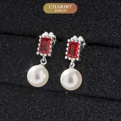 Khuyên tai bạc ECJ32 Silver Pearl Drop s925 ChariotJewelry