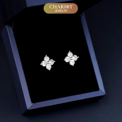 Khuyên tai bạc ECJ19 bông hoa 4 cánh mang lại may mắn ChariotJewelry