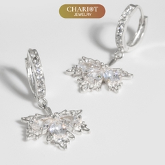 Khuyên tai bạc ECJ58 lá phong thả rơi dịu dàng, nữ tính ChariotJewelry