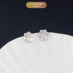 Khuyên tai bạc ECJ66 bàn chân cún yêu dễ thương ChariotJewelry