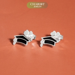 Khuyên tai bạc ECJ86 kỷ niệm tốt nghiệp Chariot Jewelry
