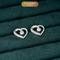 Khuyên tai bạc ECJ97 trái tim của tình yêu vĩnh cửu Chariot Jewelry