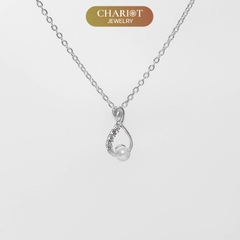 Dây chuyền DCJ110 thiết kế giọt nước đính ngọc trai  bạc 925 ChariotJewelry