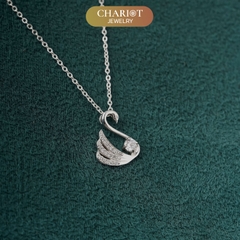 Dây chuyền bạc s925 DCJ197 hình thiên nga, đính đá CZ lấp lánh, ChariotJewelry