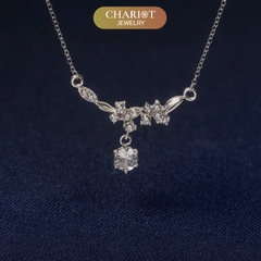 Dây chuyền DCJ64 dải hoa đính đá CZ trắng sáng S925 ChariotJewelry