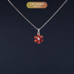 Dây chuyền bạc 925 DCJ201 Six-Petal Flower, mặt hoa đính full đá CZ lấp lánh, ChariotJewelry