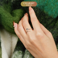 Nhẫn Bạc NCJ24 Hình Lá Kết Hợp Đính Đá Độc Đáo Chariot Jewelry