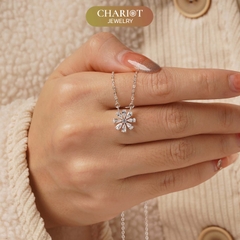 Dây chuyền DCJ69 hoa cúc đính đá CZ lấp lánh bạc 925 ChariotJewelry