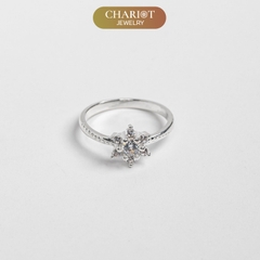 Nhẫn đôi bạc S925 nam nữ NCJ99 Sparkling Blossom, nhẫn couple bạc, quà tặng Valentine ý nghĩa dành tặng bạn gái, ChariotJewelry