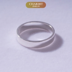 Nhẫn unisex CHARIOT basic tròn trơn bạc cao cấp 925 Chariot Jewelry NCJ31