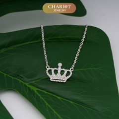 Dây chuyền s925 DCJ112 thiết kế hình vương miệng, đính đá CZ lấp lánh, ChariotJewelry