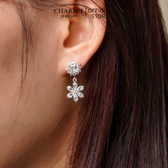 Khuyên tai bạc nữ ECJ13 hình bông hoa mặt trời, đính đá dành cho nữ ChariotJewelry
