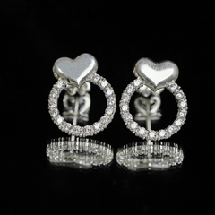 Khuyên tai bạc ECJ06 trái tim, đính đá thanh lịch dành cho nữ ChariotJewelry