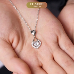 Dây chuyền DCJ40 S925 giọt nước đính đá bạc, quà tặng Valentine ý nghĩa,  Chariot Jewelry