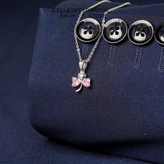 Dây chuyền DCJ67 cỏ 3 lá đính đá sắc màu bạc 925 ChariotJewelry