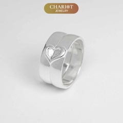 Nhẫn đôi bạc S925 nam nữ NCJ101 Heart Bond, nhẫn couple bạc, quà tặng 8-3 ý nghĩa dành tặng bạn gái, ChariotJewelry