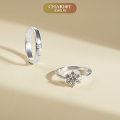 Nhẫn đôi bạc S925 nam nữ NCJ99 Sparkling Blossom, nhẫn couple bạc, quà tặng 8-3 ý nghĩa dành tặng bạn gái, ChariotJewelry