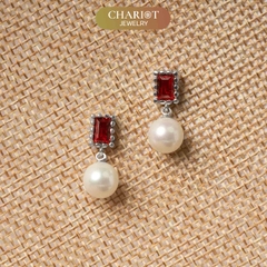 Khuyên tai bạc ECJ32 Silver Pearl Drop s925 ChariotJewelry