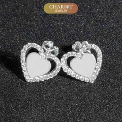 Khuyên tai bạc ECJ51 hình trái tim thanh lịch, dễ phối đồ ChariotJewelry