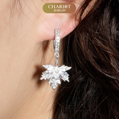Khuyên tai bạc ECJ58 lá phong thả rơi dịu dàng, nữ tính ChariotJewelry