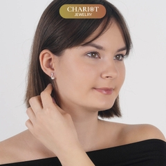 Khuyên tai bạc ECJ61 dáng xoắn điểm ngọc trai tinh tế ChariotJewelry