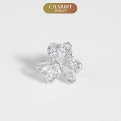 Khuyên tai bạc ECJ73 cánh hoa lấp lánh, đơn giản và nữ tính Chariot Jewelry