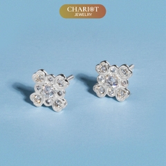 Khuyên tai bạc ECJ79 bông hoa tỏa sáng Chariot Jewelry
