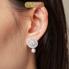 Khuyên tai bạc ECJ25 White Sunflower s925 ChariotJewelry