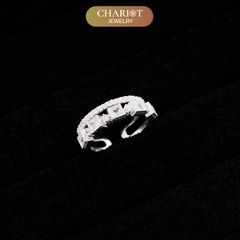 Nhẫn Bạc NCJ59 2 line đá vuông ChariotJewelry