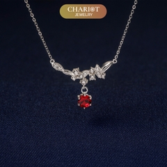 Dây chuyền DCJ64 dải hoa đính đá CZ trắng sáng S925 ChariotJewelry