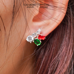 Khuyên tai bạc ECJ01 đá sắc màu, thiết kế sang trọng s925 ChariotJewelry