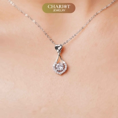 Dây chuyền DCJ40 S925 giọt nước đính đá bạc, quà tặng Valentine ý nghĩa,  Chariot Jewelry