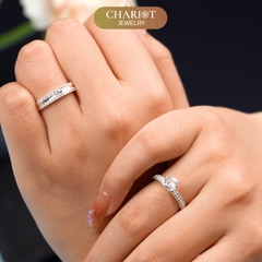 Nhẫn đôi bạc S925 nam nữ NCJ100 Gemstone Sparkle, nhẫn couple bạc, quà tặng 8-3 ý nghĩa dành tặng bạn gái, ChariotJewelry