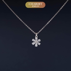 Dây chuyền bạc 925 DCJ201 Six-Petal Flower, mặt hoa đính full đá CZ lấp lánh, ChariotJewelry