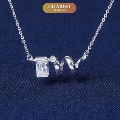 Dây chuyền DCJ72 Xoắn ốc cách điệu đính đá CZ lấp lánh bạc 925 ChariotJewelry
