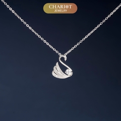 Dây chuyền bạc s925 DCJ197 hình thiên nga, đính đá CZ lấp lánh, ChariotJewelry