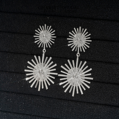 Khuyên tai bạc ECJ16 Firework đính đá độc đáo ChariotJewelry