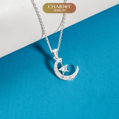Dây chuyền bạc s925  DCJ116 Moon, Star & Sun, đính đá CZ cao cấp, ChariotJewelry