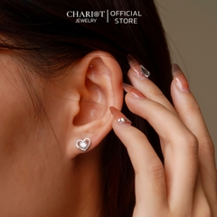 Khuyên tai Bạc ECJ23 Trái tim đá s925 ChariotJewelry