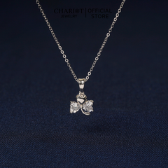 Dây chuyền DCJ67 cỏ 3 lá đính đá sắc màu bạc 925 ChariotJewelry